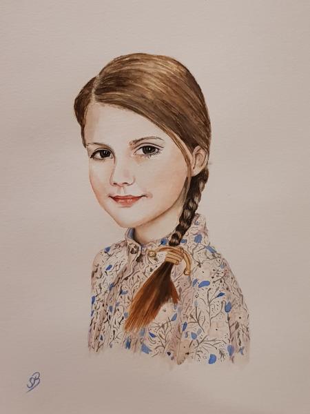 Original watercolor painting 30 x 40 cm, Portrait Princess Estelle of Sweden